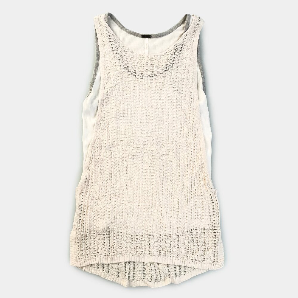 FREE PEOPLE Layered Tank, Cream, Size XS